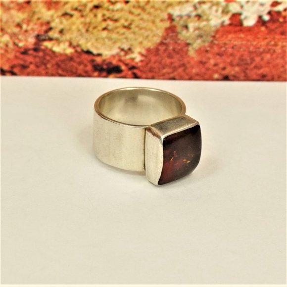 BALTIC AMBER STERLING RING 6.75, UNISEX GIFT, MOTHER'S DAY GIFT - Picture 8 of 10